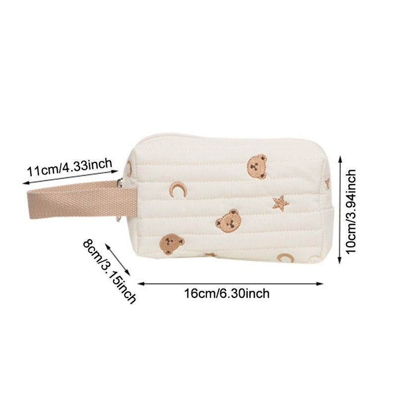 Zipper Toiletry Case Makeup Pouch Bear Make Up Bag Embroidery Cosmetic Bag