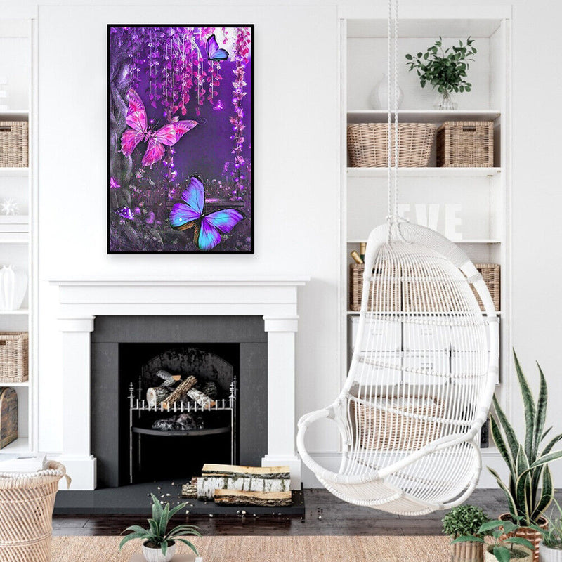 DIY 5D Butterfly Diamond Drawing Full Round Rhinestone Painting Kit Room Decor