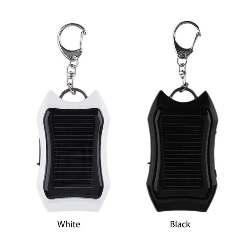 Keychain Power Bank USB Cell Phone Solar Power Bank with LED Light (White)