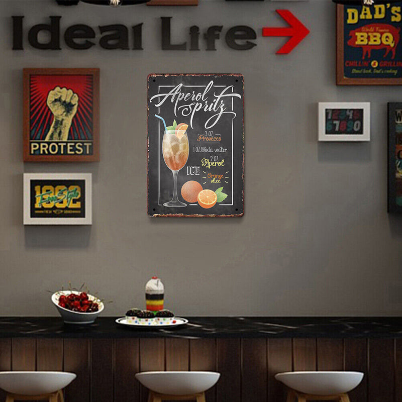 Retro Orange Cocktail Metal Plate Painting for Bar Pub Tin Plaque Wall Sign