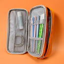 Canvas Pencil Case Double Layer Large Capacity Stationery Pen Box (Yellow) Newly