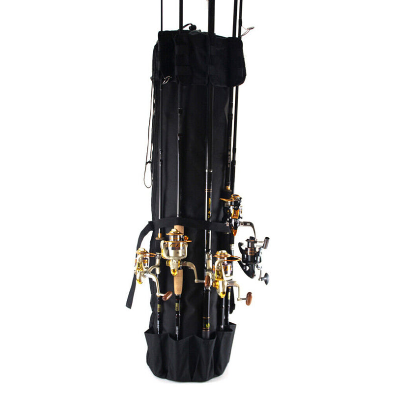 Fishing Rod Bag Oxford Cloth Reel Pole Tackle Storage Carrier Case (Black) Newly