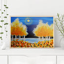 Frameless Oil Paint By Numbers DIY Ginkgo Trees Picture Craft Kit for Bedroom