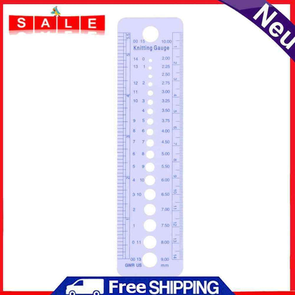 1pc Professional Knitting Needle Gauge Plastic Inch cm Home Sewing Ruler Tool