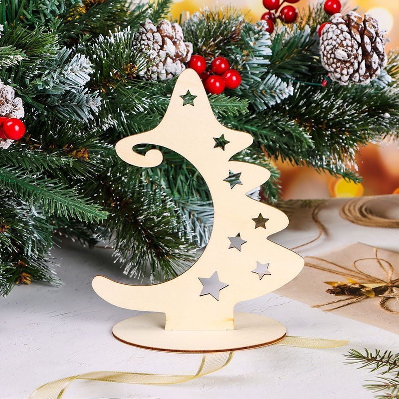 Xmas Tree Christmas Ornaments Christmas Tree Crafts Wood Slices with Stand
