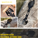 Multifunctional Stainless Steel Spork Fork Spoon Wrench for Picnic (Black) Newly