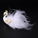 Cute Kids Girls Hairpins Crown Feather Swan Hair Clips Jewelry Gift (White)