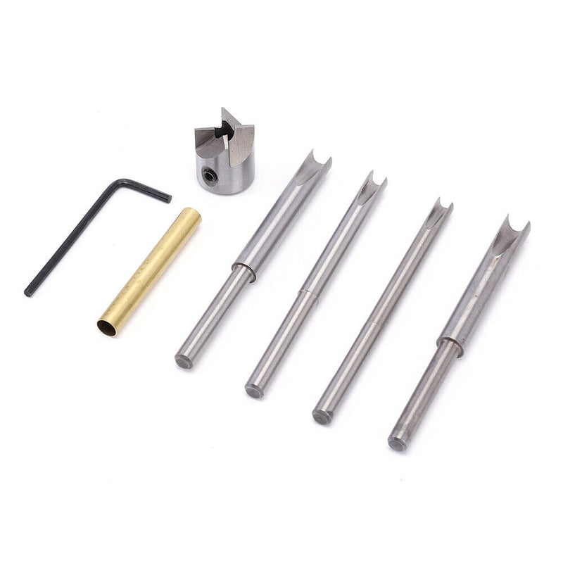 7x Barrel Trimmer Kit Pen Wood Mill Trimming System Cutting Head Sleeve Adapter