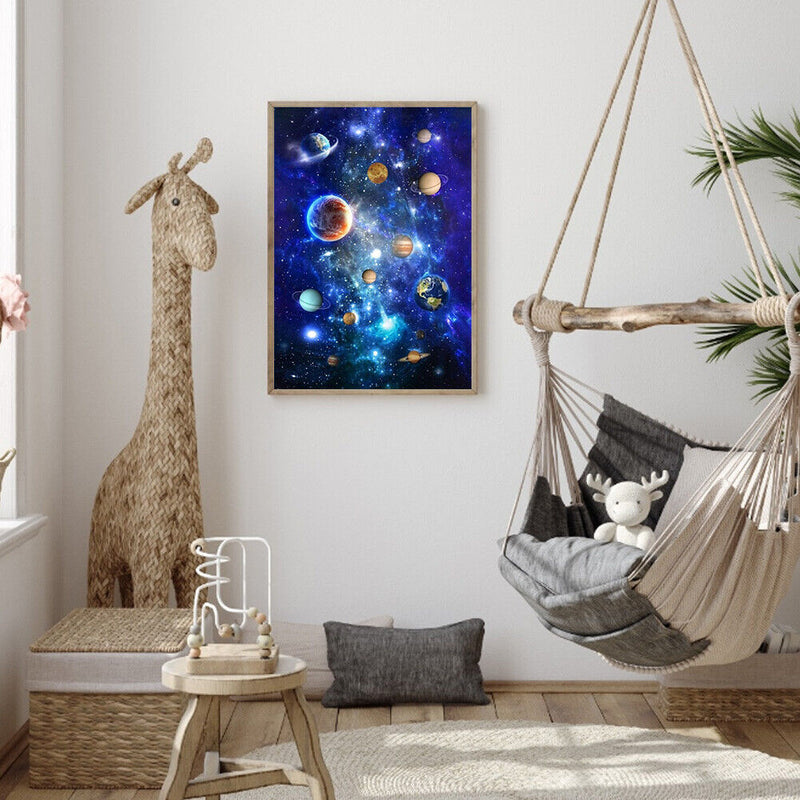 Canvas Painted Oil Paint By Numbers Planet DIY Wall Art Modern Bedroom Decor