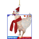 Chicken with Scarf Chicken Family Sign Christmas Tree Hanging Pendant (02)