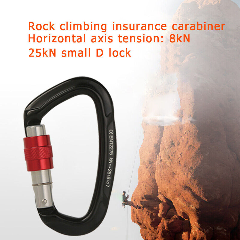 Aluminum Carabiner Outdoor Camping Climbing Hammock Lock Buckle (Black) Newly