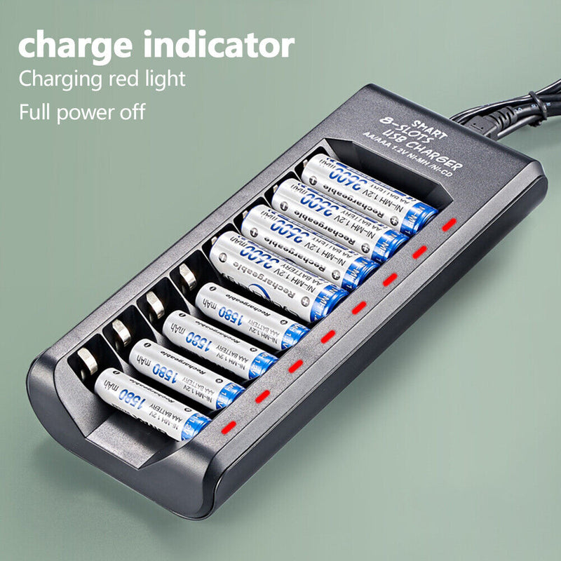 1.2V 8 Battery Charger Independent Slots USB Charger for Electric