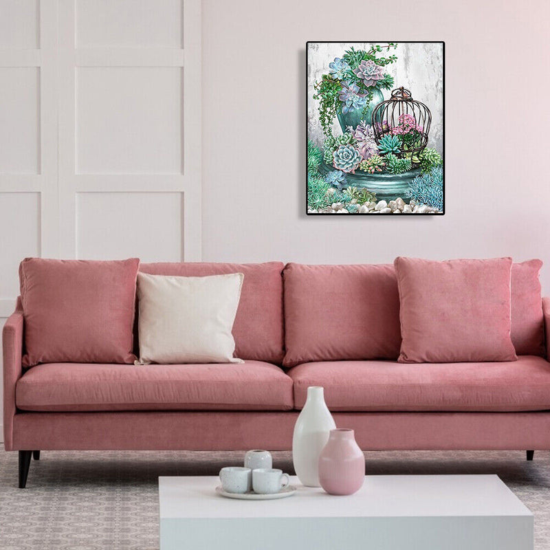 Painting By Numbers Flower DIY Oil Coloring Canvas Paint Drawing Pictures