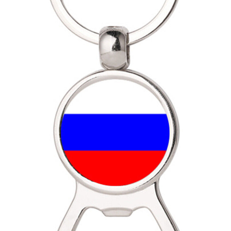 Russian National Flag Bottle Opener Gem Keychain Multifunctional Car Key Ring