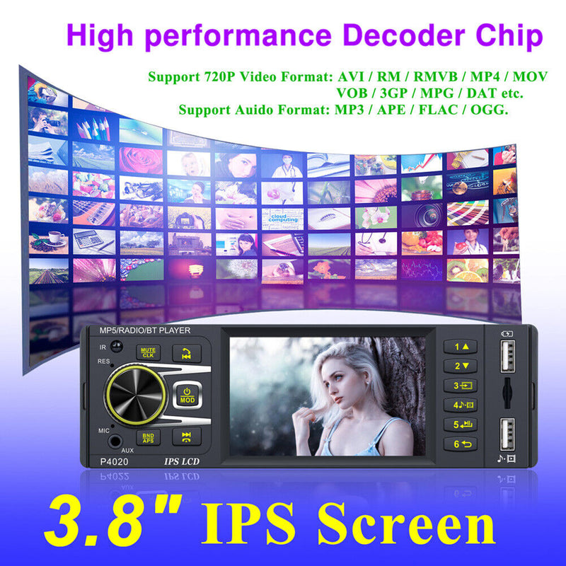 P4020 1 DIN Head Unit Multimedia Player Bluetooth-compatible (w/o Camera) Newly