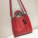 3pcs/set Fashion Women Tassel PU Clutch Shoulder Bucket Bags (Wine Red)