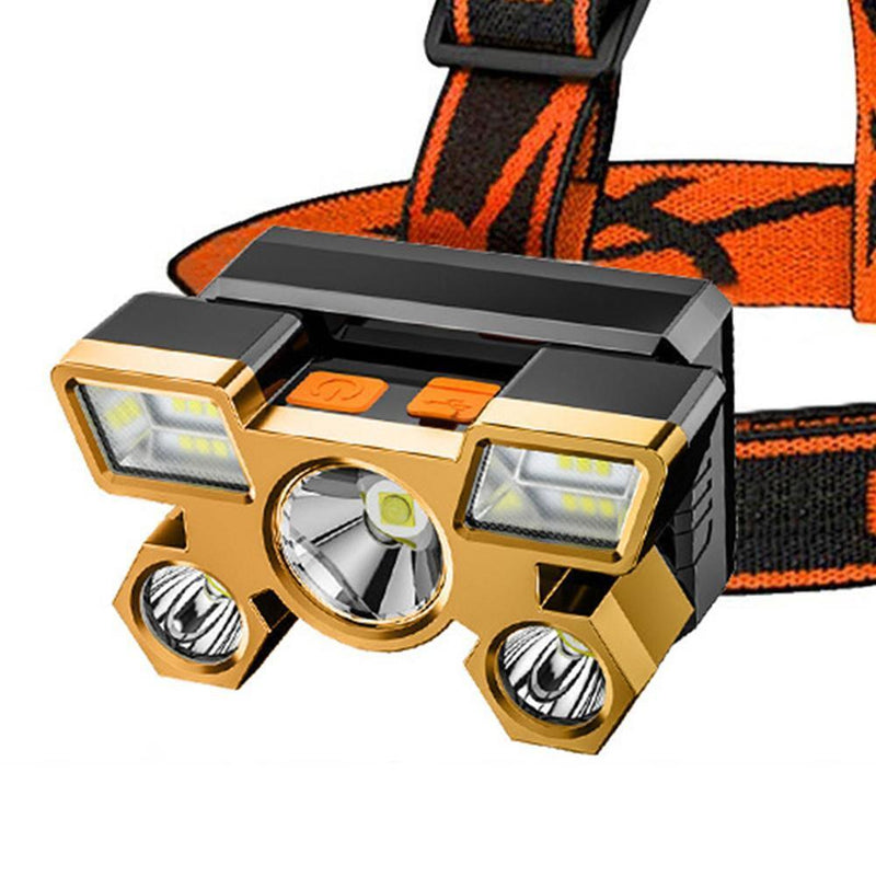 5xLED 1200mAh Portable Headlight USB Rechargeable Outdoor Fishing Headlamp