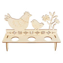 Rooster Rabbit Pattern Easter Egg Holder Shelves Wooden Happy Easter Stand Rack
