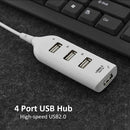 USB Hub 5Mbps High Speed Multi USB 2.0 Adapter 4 Port Splitter (White)