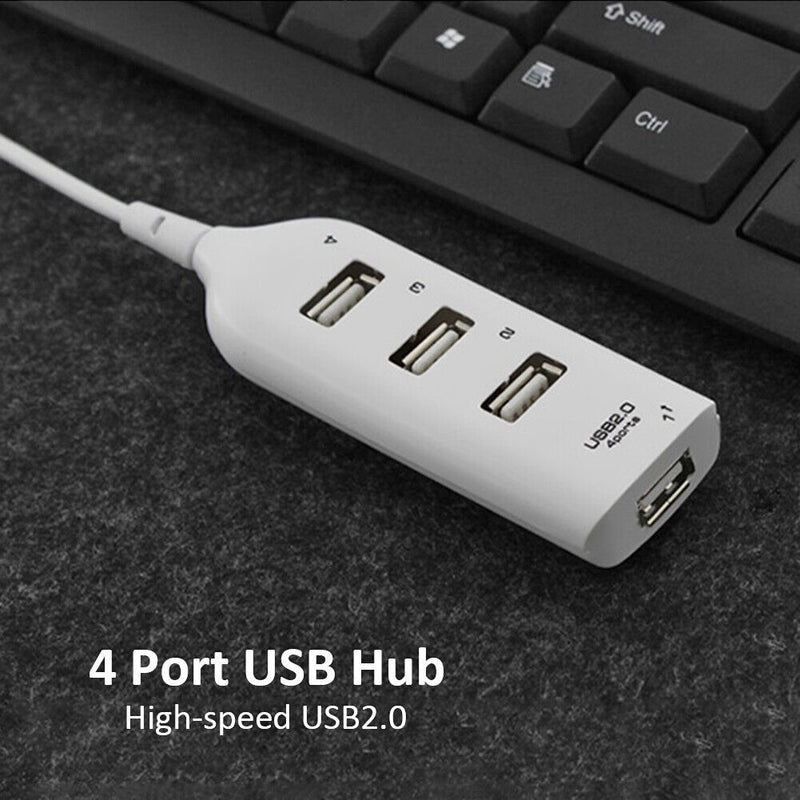 USB Hub 5Mbps High Speed Multi USB 2.0 Adapter 4 Port Splitter (White)