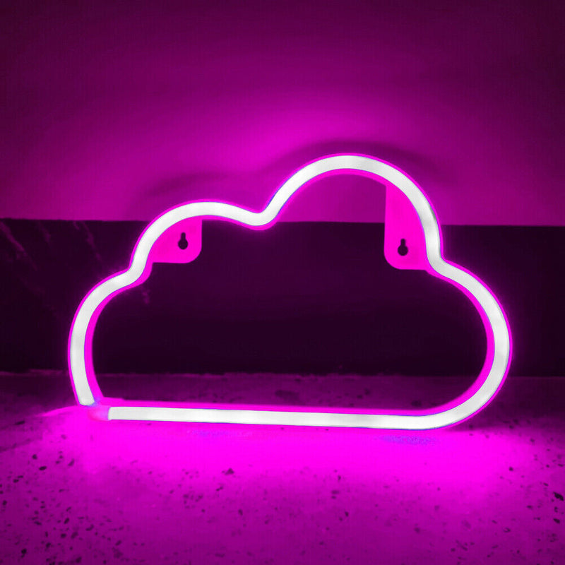 Cartoon Cloud Sign Neon Light USB Battery Operated Art Hanging Lamp (Pink) Newly