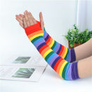 Length Halloween Costume Gloves Warmer Fingerless Arm Sleeve Knitted Sunscreen