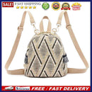 Straw Woven Small Travel Backpacks Casual Women Stripe Print Shoulder Schoolbags