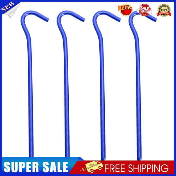 4pcs Tent Pegs with Hooks Garden Stakes Ground Nail for Awning Canopy (Blue