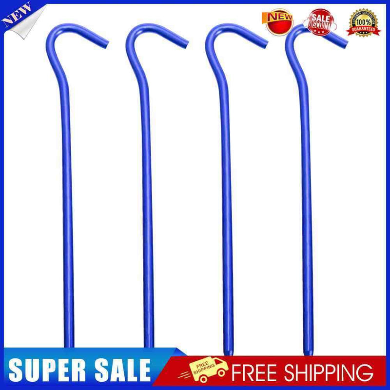 4pcs Tent Pegs with Hooks Garden Stakes Ground Nail for Awning Canopy (Blue