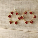 Simple Hollowed Drop Earrings Women Large Circle Heart Dangle Ear Stud Jewelr