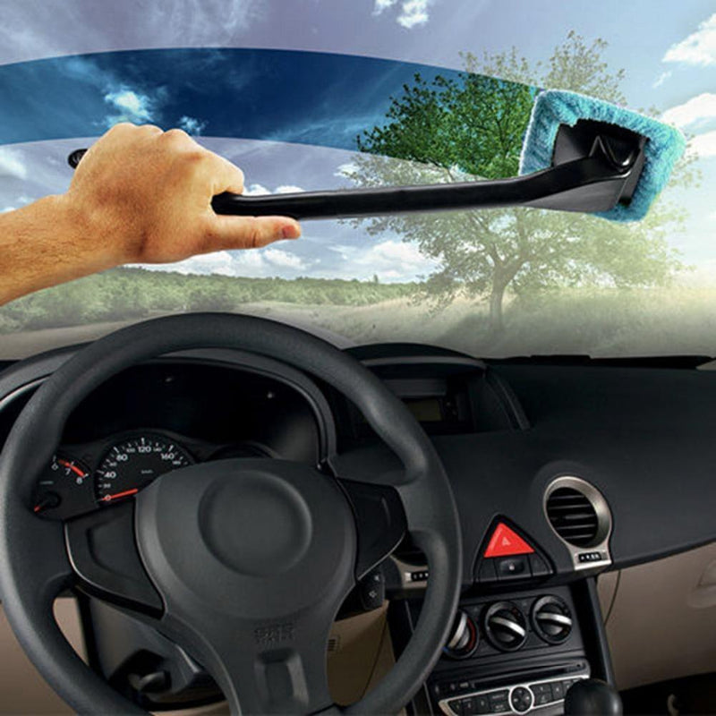 Microfiber Long Handle Window Cleaning Brush Windshield Cleaner (Lake Blue)