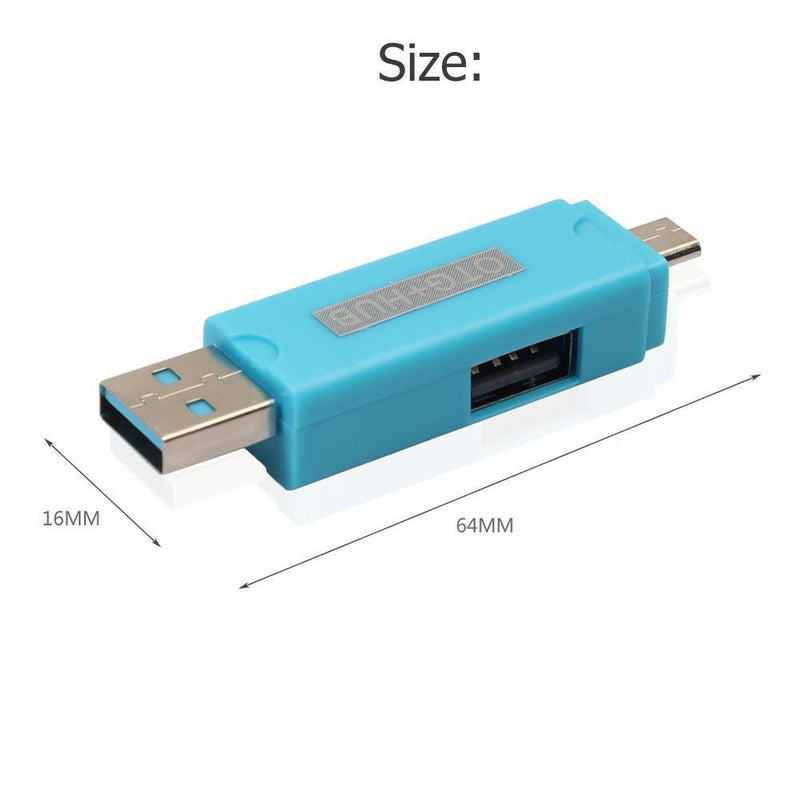 Asiprop Micro USB TF Card Reader OTG Adapter USB2.0 Hub Port for PC (Blue