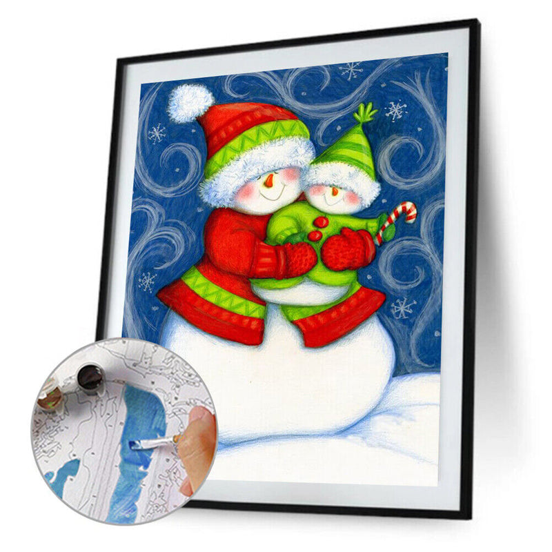 Snowman Oil Paint by Numbers Hand Painted Frameless Picture Home Wall Ornament