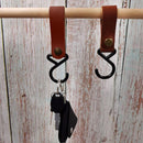 Outdoor PU Leather Hook Camp Hiking Clothes Storage Hanger Holder (4pcs) Newly