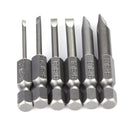 6pcs 50mm 2.0-6.0mm Flat Head Slotted Tip Screwdrivers Bits Newly