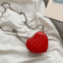 Love Heart Crossbody Handbag Women Kids Leather Small Shoulder Bags (Red)