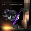Metal Spool Baitcasting Reel 8kg Drag 6.3/1 Saltwater Wheel (Purple Right) Newly