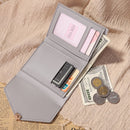 Pure Color Trifold PU Leather Coin Purse Women Simple Card Holder Short Walle