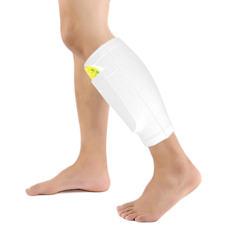 1 Pair Soccer Protective Socks Shin Pads Shin Guard with Pocket (White M)