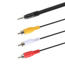Video Laptop Male to Male AV Cable 3.5mm Jack to 3 RCA Adapter Wire AUX Cable