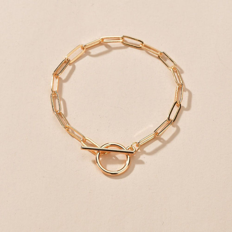 Wrist Stainless Steel Geometric Shape Toggle Clasp Bracelet OT Buckle Chain