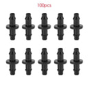 qiheiyipian 100pcs 1/4-Inch Straight Barbed Double Way Joint Drip Watering On