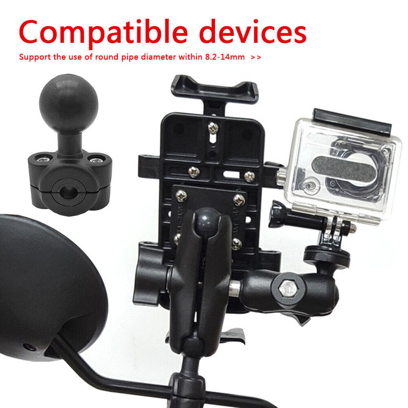 Clamp Ball Base for 8.2-14mm Motorcycle Side Mirror Stem Phone Holder Acces