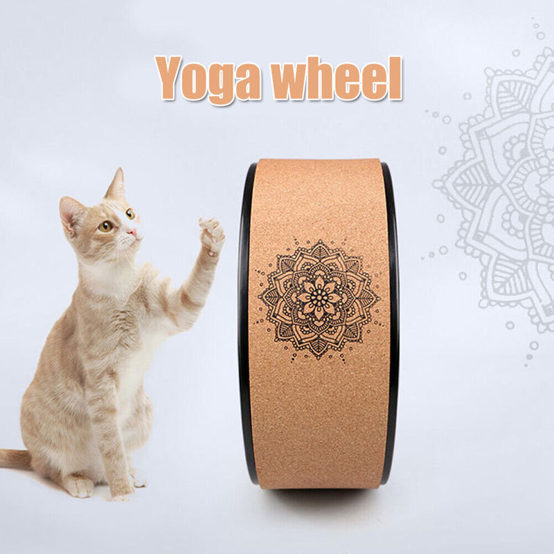 TPE Wood Yoga Spine Roller Wheel Backbend Training Pilates Aid Circle Cork