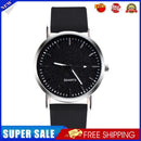 Simple Stylish Women Watch Leather Strap Drill Quartz Wristwatch (Black)