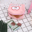 Leather Women Cute Cartoon Emotion Coin Holder Purses Mini Clutch (Pink)