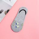 Fashion Women's Breathable Cute Floral Print Cotton Short Boat Socks (Grey)
