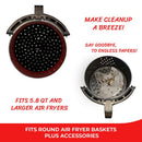 Air Fryer Liner Pad Silicone Baking Anti Slip Steamers Mats (Black 8in)