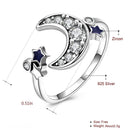 Fasion Jewellery Accessories Copper Woman Ring Adjustable Blue Star Moon