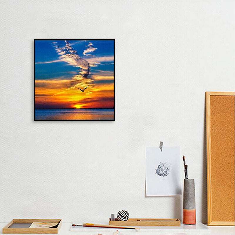 Oil Paint By Numbers Picture DIY Painting Ocean Sunset Painting Kit Artwork